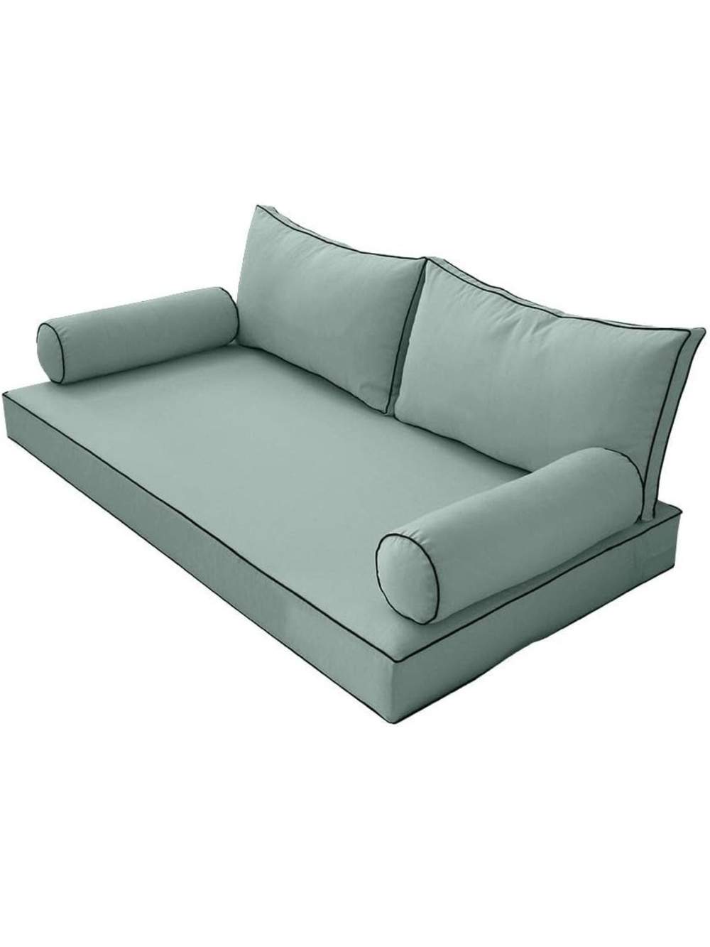 Modern Light Teal Sofa Seat with Bolster Pillows COVERS ONLY